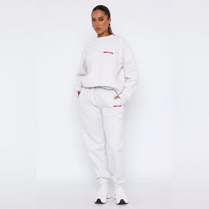 White Fox Boutique Love Club Sweatshirt (XXS/XS) & Sweatpants (XXS)